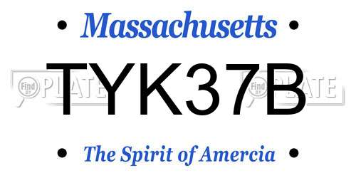 TYK37B Massachusetts License Plate