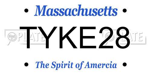 TYKE28 Massachusetts License Plate