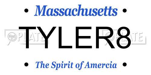 TYLER8 Massachusetts License Plate