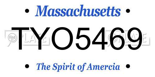 TYO5469 Massachusetts License Plate