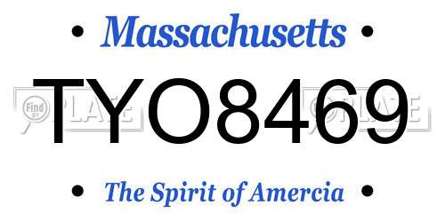 TYO8469 Massachusetts License Plate