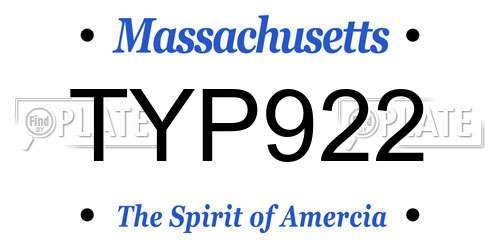 TYP922 Massachusetts License Plate