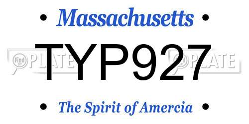 TYP927 Massachusetts License Plate
