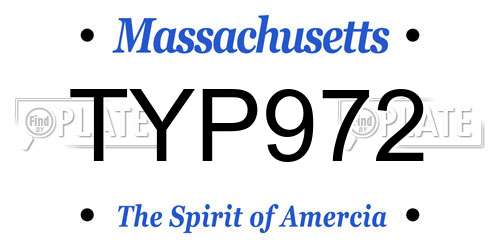 TYP972 Massachusetts License Plate