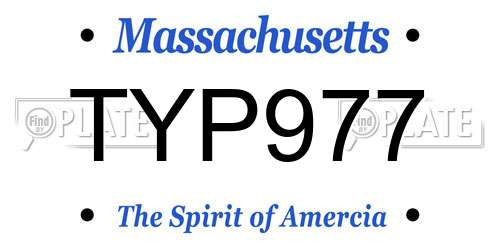 TYP977 Massachusetts License Plate