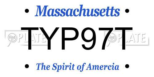 TYP97T Massachusetts License Plate