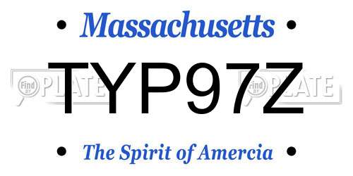 TYP97Z Massachusetts License Plate