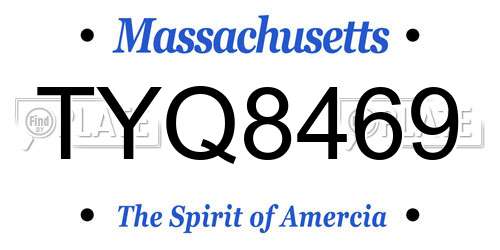 TYQ8469 Massachusetts License Plate