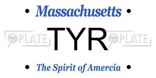 TYR Massachusetts License Plate