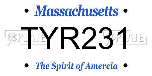 TYR231 Massachusetts License Plate