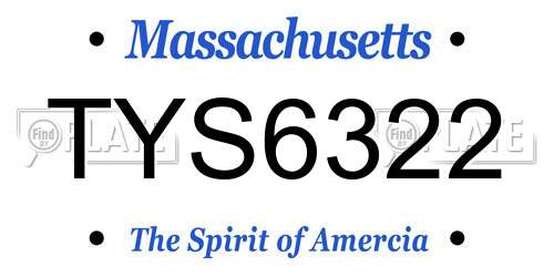 TYS6322 Massachusetts License Plate
