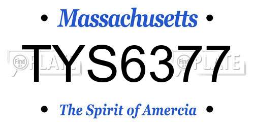 TYS6377 Massachusetts License Plate