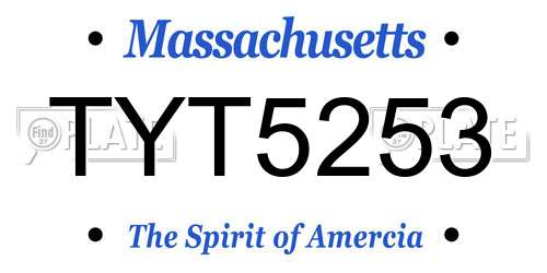 TYT5253 Massachusetts License Plate