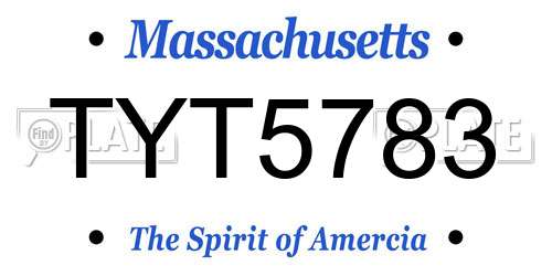 TYT5783 Massachusetts License Plate