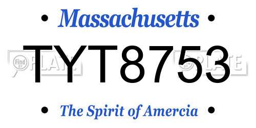 TYT8753 Massachusetts License Plate