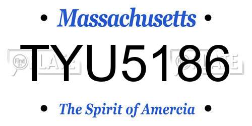 TYU5186 Massachusetts License Plate