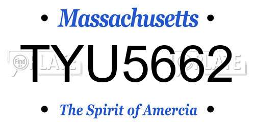 TYU5662 Massachusetts License Plate