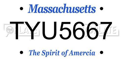 TYU5667 Massachusetts License Plate
