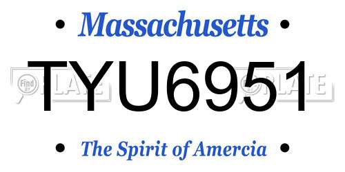 TYU6951 Massachusetts License Plate