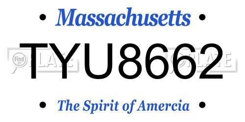 TYU8662 Massachusetts License Plate
