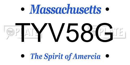 TYV58G Massachusetts License Plate