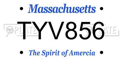 TYV856 Massachusetts License Plate