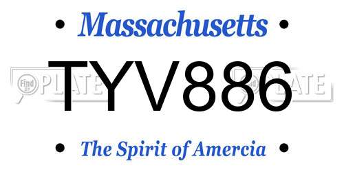 TYV886 Massachusetts License Plate