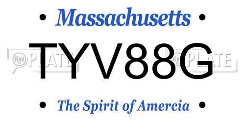 TYV88G Massachusetts License Plate
