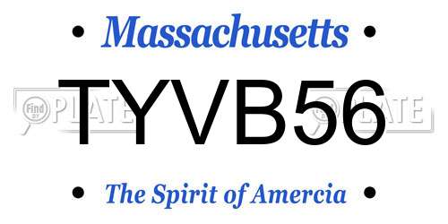 TYVB56 Massachusetts License Plate