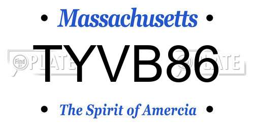 TYVB86 Massachusetts License Plate