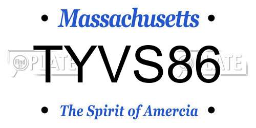TYVS86 Massachusetts License Plate