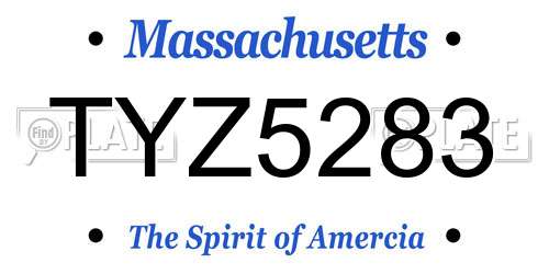 TYZ5283 Massachusetts License Plate