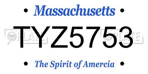 TYZ5753 Massachusetts License Plate