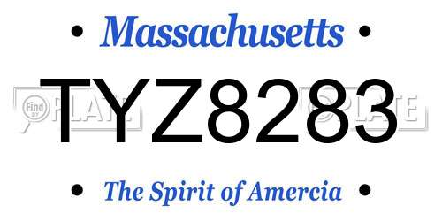 TYZ8283 Massachusetts License Plate