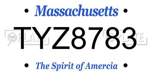 TYZ8783 Massachusetts License Plate