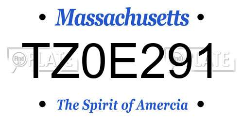 TZ0E291 Massachusetts License Plate