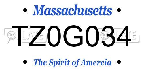 TZ0G034 Massachusetts License Plate