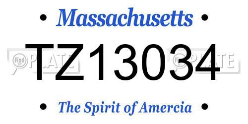 TZ13034 Massachusetts License Plate
