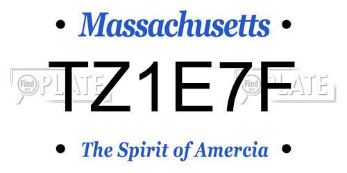 TZ1E7F Massachusetts License Plate