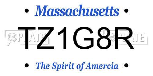TZ1G8R Massachusetts License Plate