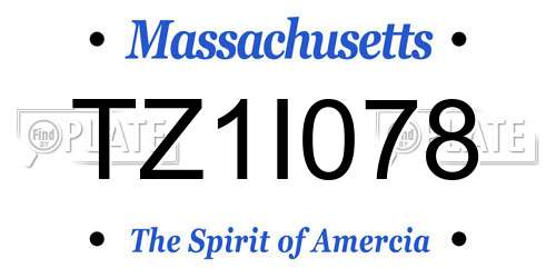 TZ1I078 Massachusetts License Plate