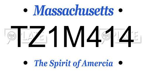 TZ1M414 Massachusetts License Plate