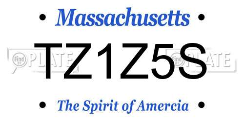 TZ1Z5S Massachusetts License Plate