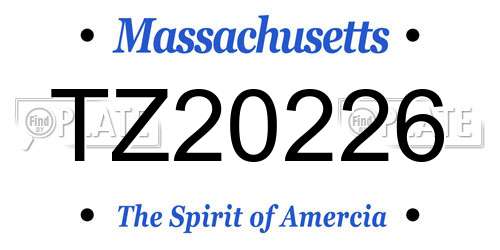 TZ20226 Massachusetts License Plate