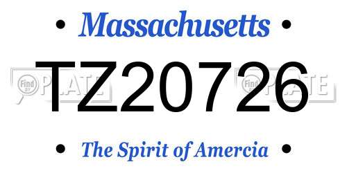 TZ20726 Massachusetts License Plate