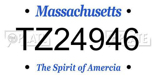 TZ24946 Massachusetts License Plate