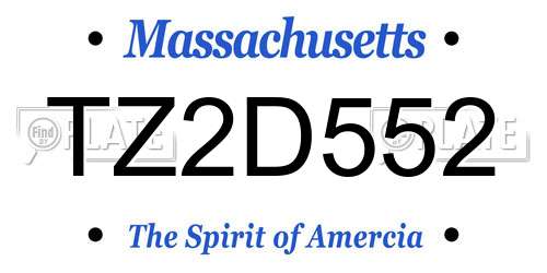 TZ2D552 Massachusetts License Plate
