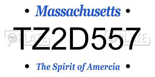 TZ2D557 Massachusetts License Plate