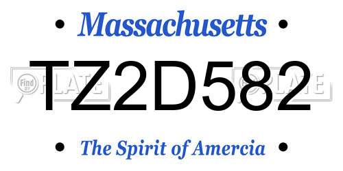 TZ2D582 Massachusetts License Plate