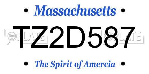 TZ2D587 Massachusetts License Plate